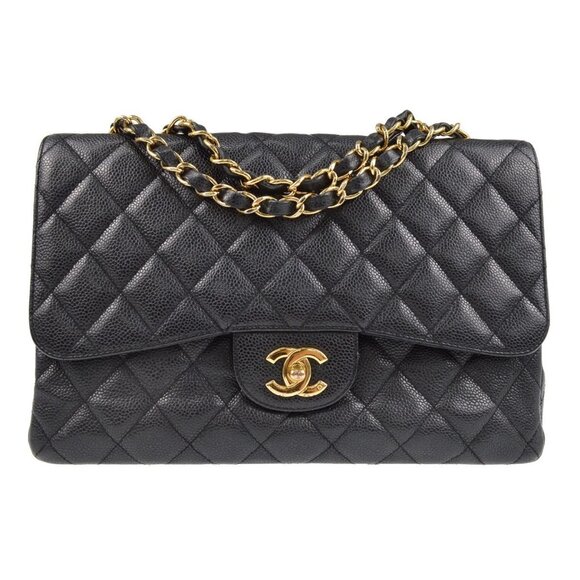Chanel Black Calfskin Jumbo Classic Flap Bag - Picture 1 of 16